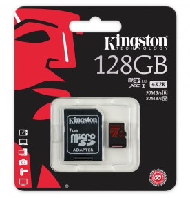 Card de memorie Kingston, MicroSDXC, 128GB, Class 10, UHS-I, U3 + Adaptor
